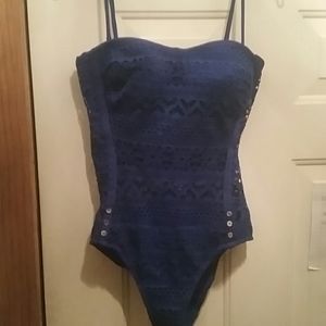 LOOKBOOK Store Crochet, blue one-piece swimsuit